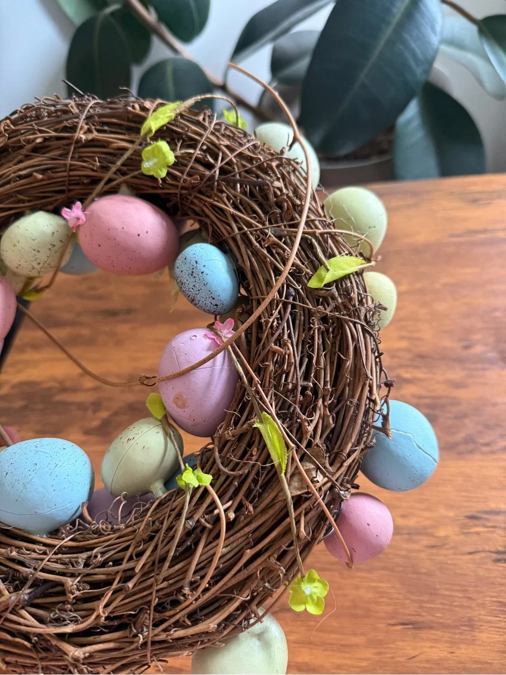 Pastel Easter Egg Wreath - Spring Door Decor in Pink, Blue, Green, Cream, Yellow
